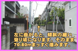 ベトナムビザの依頼について⑭-左に曲がると、傾斜の緩い上り坂になります。そのまま70-80ｍまっすぐ進みます。