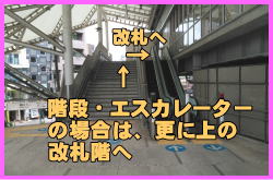 ベトナム大使館アクセス⑥-小田急線の代々木八幡駅階段エスカレーターは踊り場を経て更に改札階にお向かい下さい。